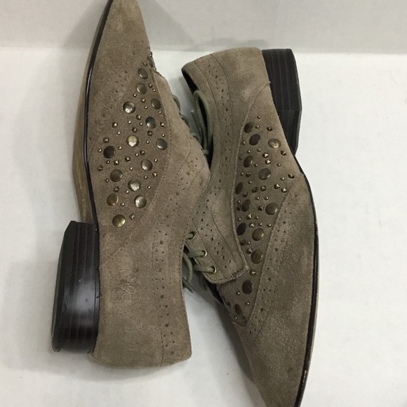 Libby Edelm Raina Suede Lace Up Studded Flats - Picture 6 of 11